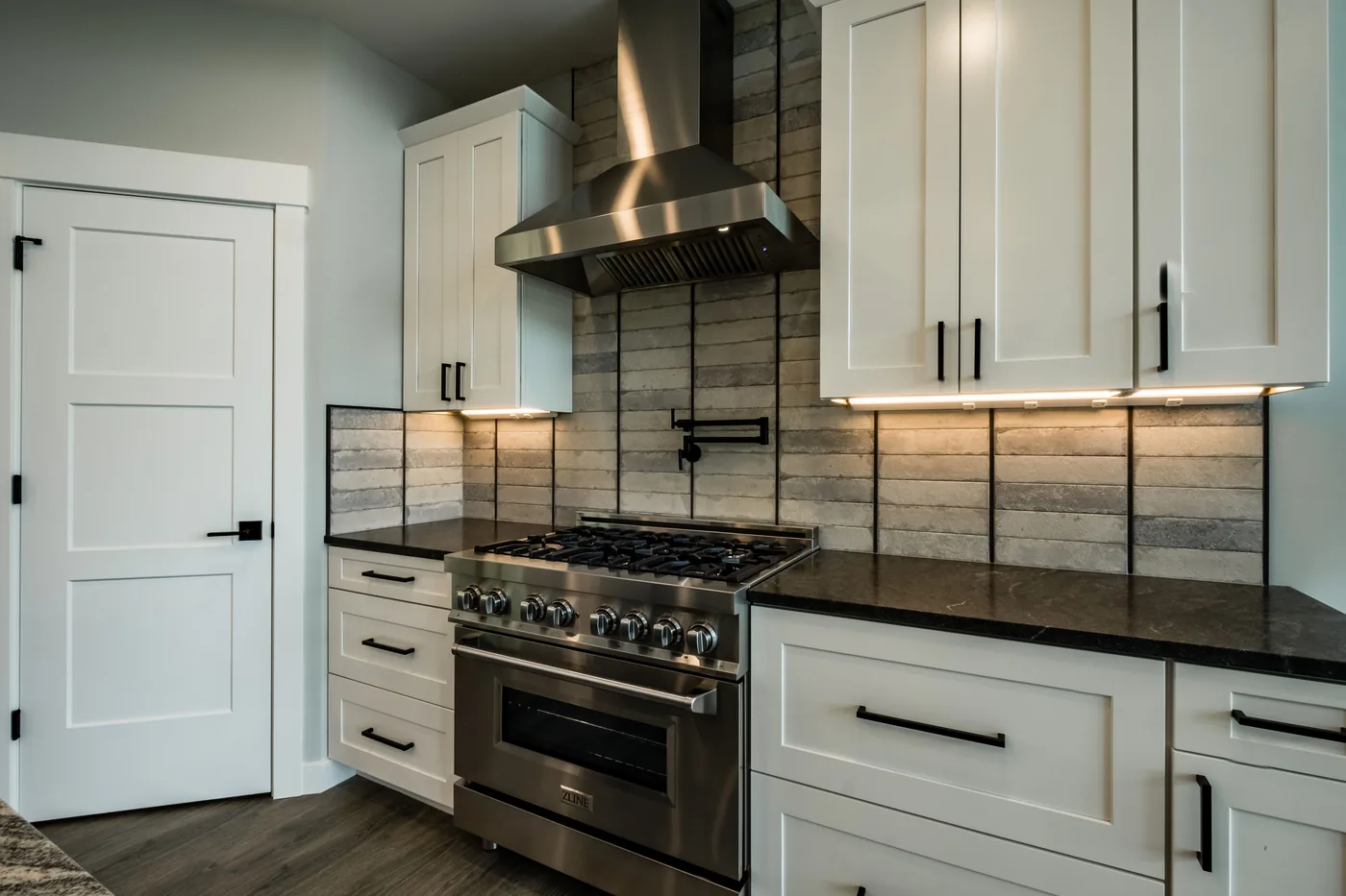 Countertop detail paired with tile and cabinetry